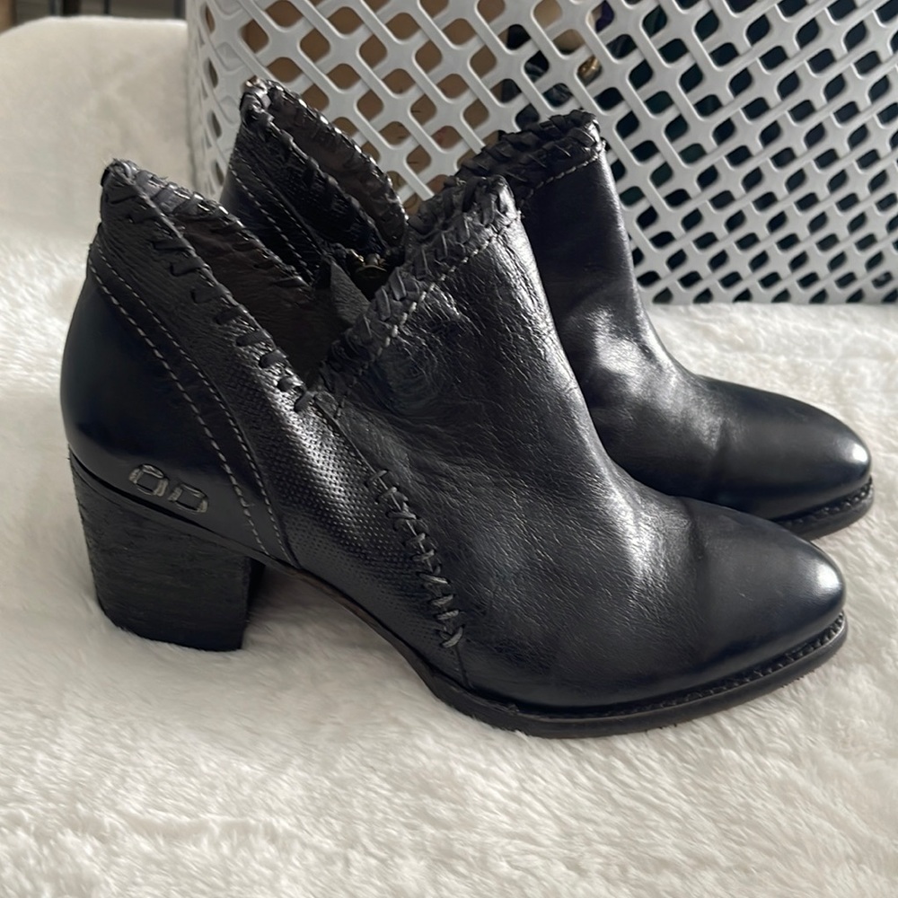 New Bed Stu Black Leather Heeled Booties 9.5 $235